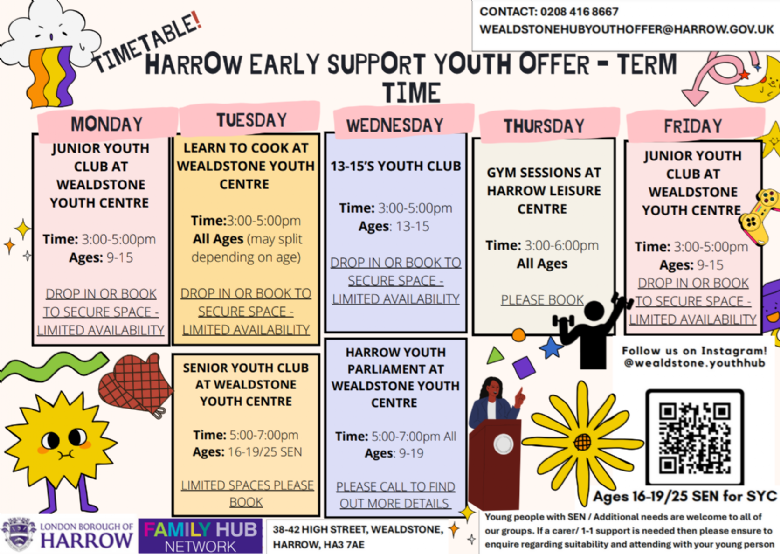 Harrow Early Support Youth Offer timetable 2025