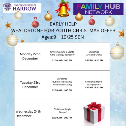Harrow Early Support Youth Offer Festive Season Activities